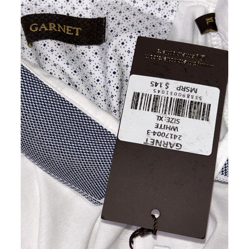 NWT Garnet Clothier Short Sleeve White Polo Shirt with Placket XL - Picture 5 of 6